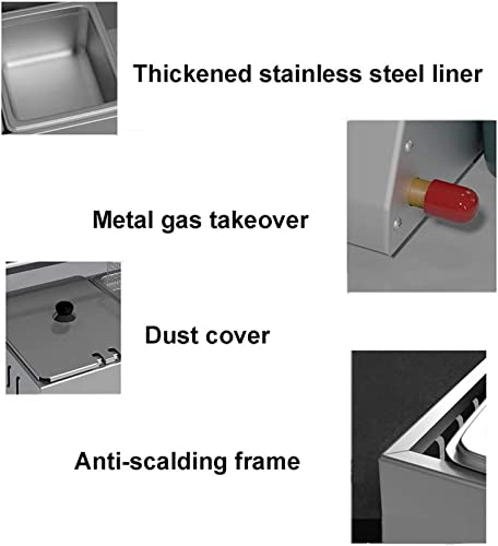 Kommerzielle Gas-Fritteuse, Doppeltank, 22 l, Tisch-Edelstahl-Fritteuse mit Deckel, ideal für Catering, Restaurant, Café, Küche – Bild 6