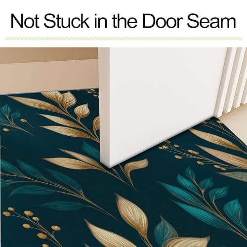 Tapis de porte texture végétale vert olive pour décorer une cuisine moderne