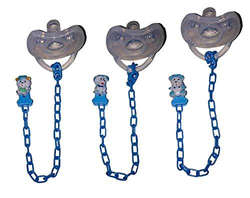 Prendedor de Chupeta Pop Correntinha Kit C/3 Az, Sonne, Azul