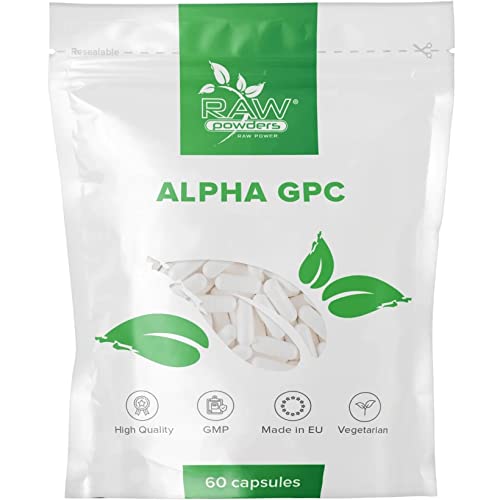 Alpha GPC 60 Kapseln (98-99% starke!) Bioverfügbarer Cholin | Nootropic | Für Gedächtnis, Konzentration und Fokus | Wachstumshormon, Brain Booster | Dopamin und Serotonin Bildung Cover