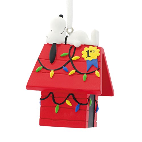 HALLMARK Snoopy On Doghouse Christmas Ornament Multicolored Resin 2.7 in. 1 pk