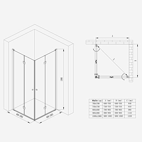 Mai & Mai Box Doccia 90x90x190cm con 4cm Piatto
