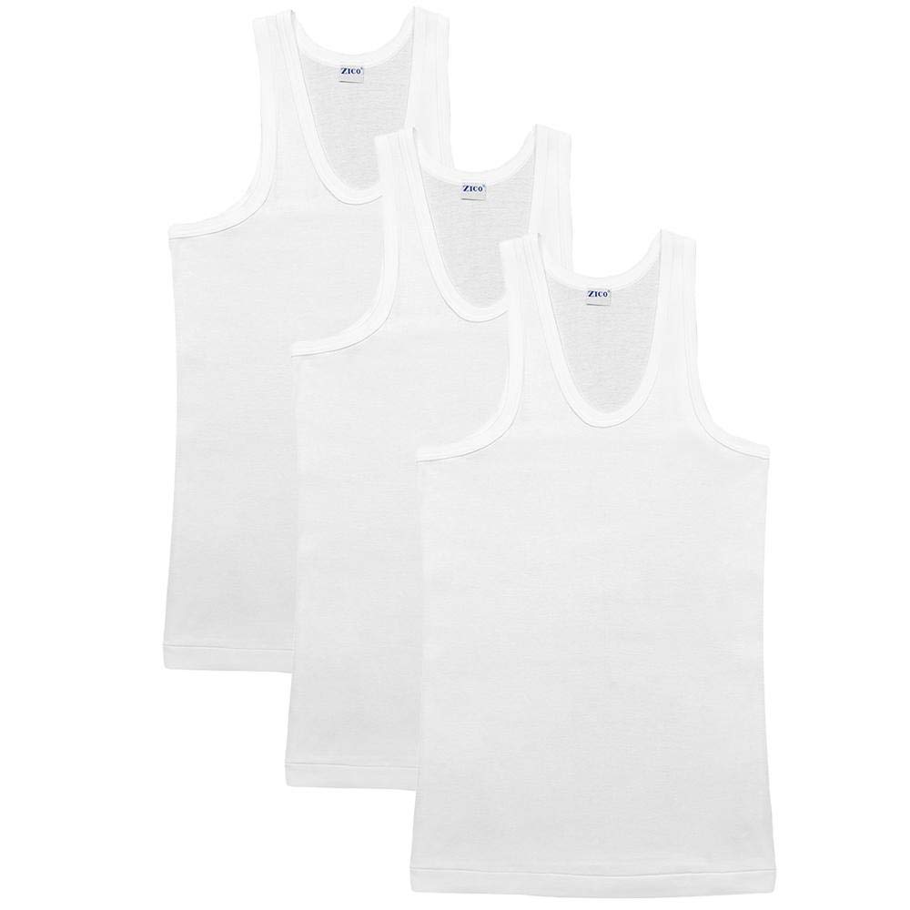 ZICOMens Set of 3 Underwear Vests - White