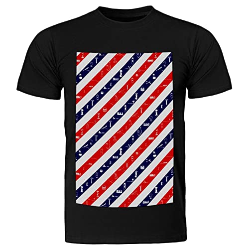 Preisvergleich Produktbild Kurzarm-Baumwoll-T-Shirt klassisches Kurzarm,blaues und rotes Streifenmuster,Freizeitmänner und Frauen T-Shirt