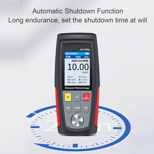 Medidor digital de espesor ultrasónico Fafeicy de ABS para recubrimientos, rango 1 a 225 mm, 5 MHz, con almacenamiento de 500 datos y sonda dividida para inspección de metal, plástico, cerámica y vidrio miniatura 2