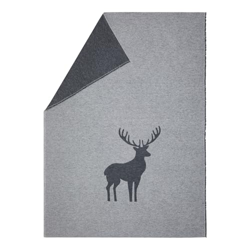 David Fussenegger leichte Kuscheldecke Hirsch Strukur 140x200cm weiche Flanelldecke aus Recycling-Baumwolle nachhaltig produziert ÖkoTex100 GRS Made in Austria Farbe Filz