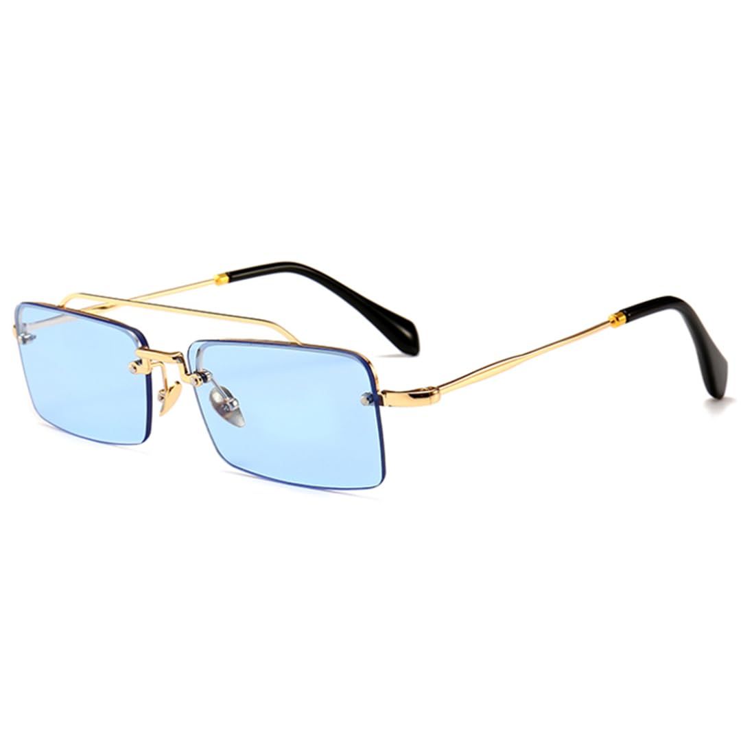 Lunettes de soleil rétro unisexes à monture fine métallique - 8