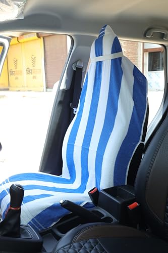 Image of ROMAN HOME 100% Superfine Cotton Solid Large Luxury Office Chair Towel with Tie Knot 450 GSM - (Pack of 1) Original Product AS PER Picture Shown (1, car Blue line, Medium)