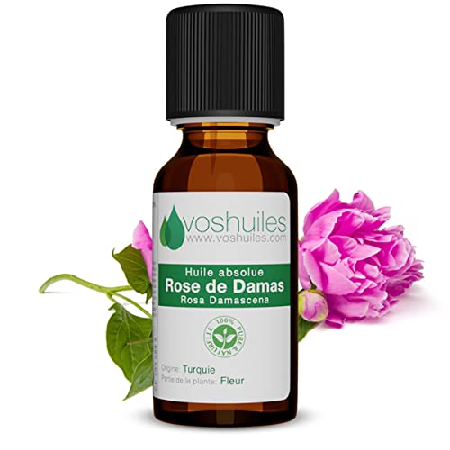 VOSHUILES - Huile Essentielle Rose de Damas 1ml - Absolue de Rose - Extraction Solvant - Odeur...