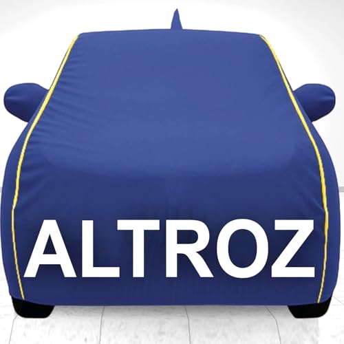 Image of Waterproof Car Body Cover for Tata Altroz with Mirror and Antenna Pocket, Soft Cotton Lining, Triple Stitched (Heat Resistant Metallic- Blue