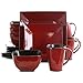 Unknown1 Modern Loft 16 Piece Dinnerware Set Red Solid Casual Square Stoneware Microwave Safe
