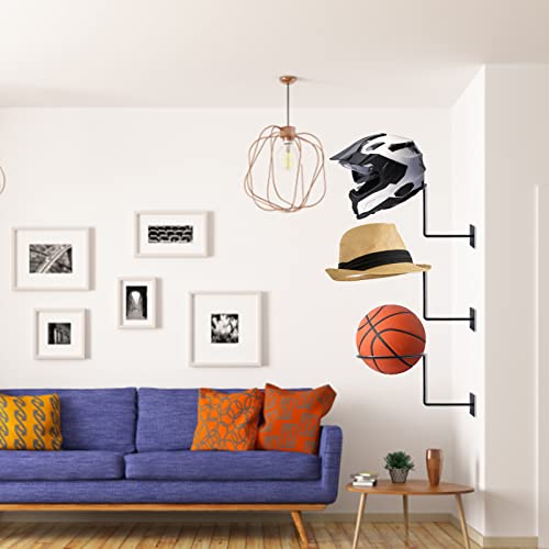 3 Soportes para Casco Soporte de Pared Estante Almacenamiento el Hogar Organizador Accesorios de Motocicleta Baloncesto Fútbol Voleibol Soporte Peluca, Sombrero, Pantalla (Negro) Cover