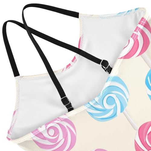 KLL Colorful Sweet Lollipop Candy Girls' 1-Piece Swimsuits Summer Swimwear Adjustable Shoulder Strap UPF 50+4