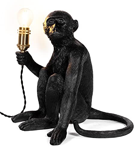 Cosymeadow Monkey Lamp Monkey Light - Unique Quirky Resin Black Lamps Decor For Table, Desk, Bedside, Living Room, Bedroom #TOP1