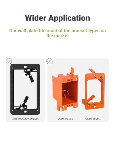 Image of Brush Wall Plate with Mounting Bracket, Cable Pass Through Decorator Cover for Low Voltage Wires, Single Gang Cord Hider for TV Home Theater System, 2 Pack