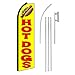 NEOPlex - "Hot Dogs" Complete Flag Kit - Includes 12' Swooper Feather Business Flag With 15-foot Anodized Aluminum Flagpole AND Ground Spike