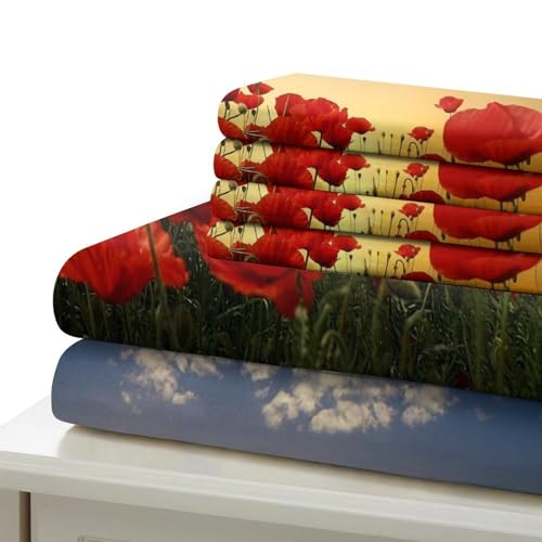 Parure de lit coquelicots en microfibre douce 135x200