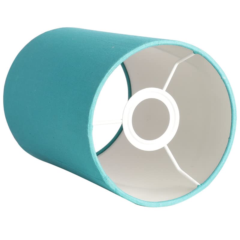Image of Teal Color, Classic Pendant Cylinder Lamp Shade, Decorative Light Lamp, Hanging Spotlight with Fixture, 40Watts, Black Canopy -: Pack of 1 (6 * 9 Inches)
