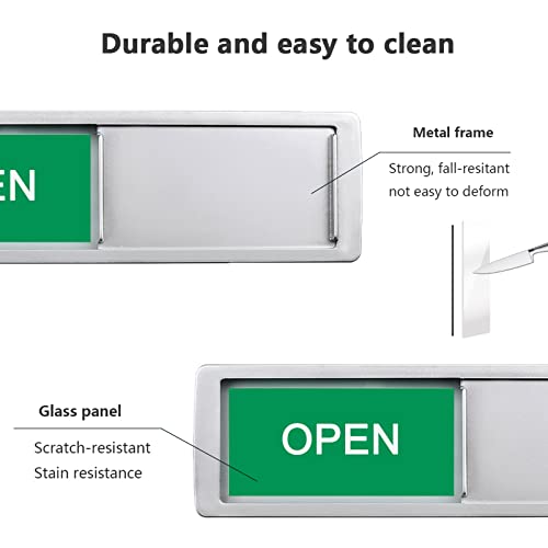 Open Closed Sign, Open Signs Privacy Slide Door Sign Indicator For Business Storefront, Restroom, Office Door, Wall, Window, Restaurants, Retail Salon Shops,Non-Scratch Magnetic Slider Door Indicator Signs, 7'' X 2'' - Silver #TOP3