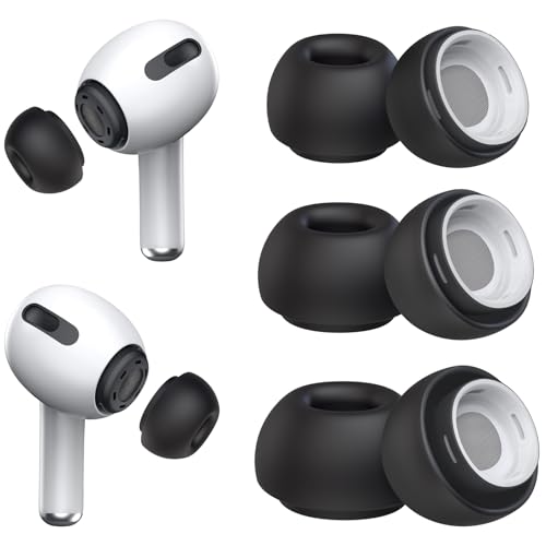 Image of 3 Pairs Replacement Ear Tips for AirPods Pro and 2nd Generation with Noise Reduction Hole, Silicone Ear Tips for AirPods Pro with Portable Storage Box and Fits in Charging Case (S /M /L, Black)