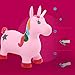 Spiekind Unicorn Bouncer Inflatable Hopper Toys for Toddlers, Pump Included, Pink Ride-on Bouncy Animal Jumping Outdoor Toys to Play