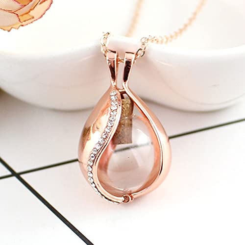 TIANZXS Tear Drop Locket Pendant with Glass Ball Memory Locket Pendant Cremation Jewelry Fillable Jewelry Rose Gold with Clear