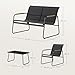 WOLTU Gartenmöbel Set 4-teilig1 Tisch & 1 Zweisitzer-Sofa & 2 Sessel mit Rückenlehne und Armlehnen Ergonomisches Design UV-beständig Balkonmöbel für Terrasse und Balkon, Schwarz
