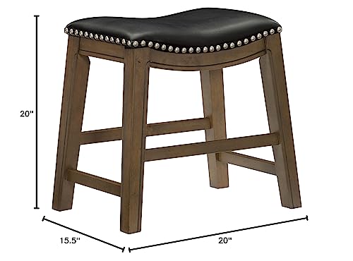 Lexicon Alviso Wooden Saddle Seat Dining Stool, 18" Sh, Black #TOP6