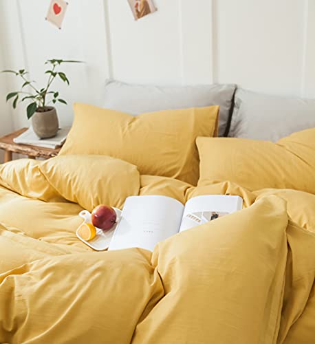 Mixinni MX057 GOLD-Q 3 Pieces Modern Style Duvet Cover Set Solid Color Gold Microfiber Bedding Cover Set thumb #2