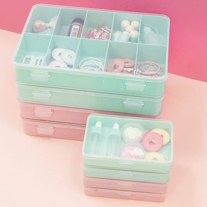 Craftelier - Scatola organizer con 10 scomparti per materiali di scrapbooking e artigianato | Dimensioni 26,5 x 17,8 x 4,2 cm (10,4 x 7 x 1 ,65) - Colore turchese