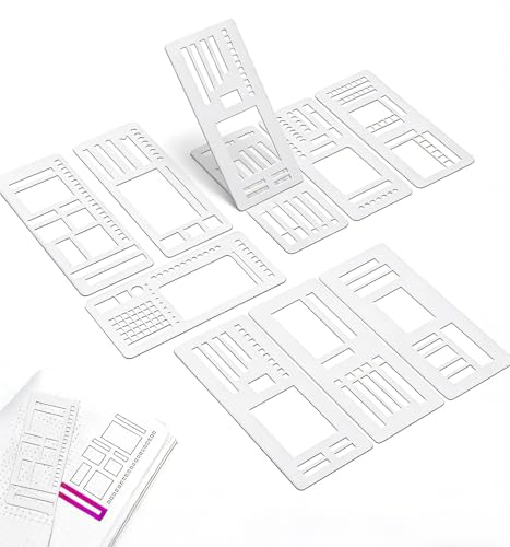 9Pcs Flexible Planner Stencil Set - Reusable Drawing & Checklist Templates for Dot Grid Journals