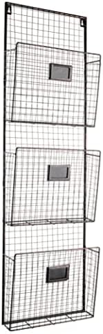 Three Tier Wall File Holder – Durable Copper Metal Rack with Spacious Slots for Easy Organization, Mounts on Wall and Door for Office, Home, and Work – by Designstyles