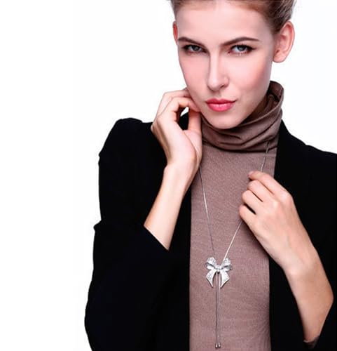 Big Bow Tie Ribbon Pendant Necklace Fashion Jewelry N152,Bow Can Sit High or Low2