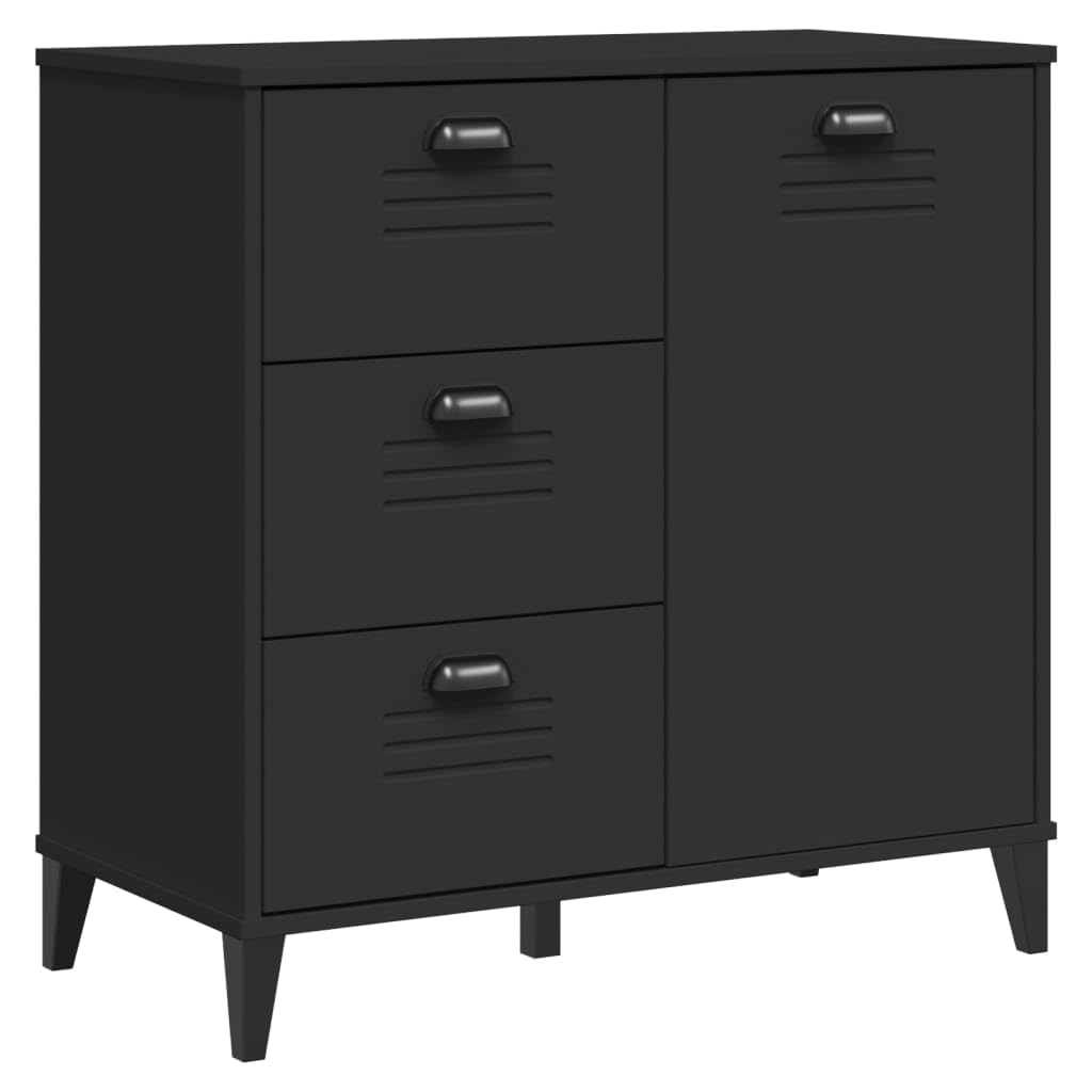 Viken - Tabla elevadora (80 x 40 x 190 cm, madera maciza de pino), color negro | Mucho espacio de almacenamiento, puertas de vidrio templado, asas prácticas, resistentes y duraderas