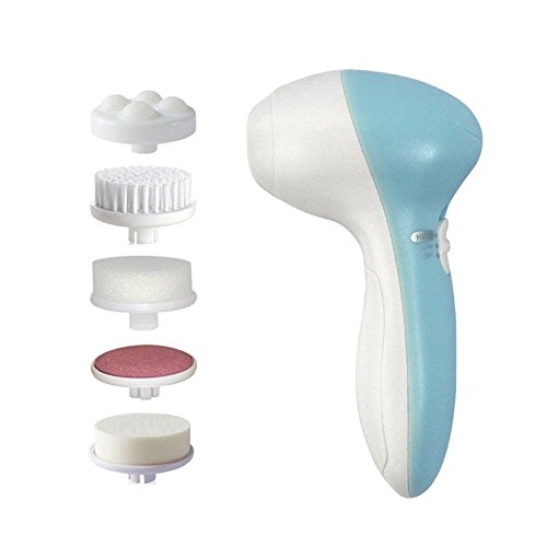RC 2 Variable Speeds Facial Cleaning Brushes Deep Cleaning Skin Care Tool Set for Exfoliating with 5 Detachable Brush Heads (Blue)