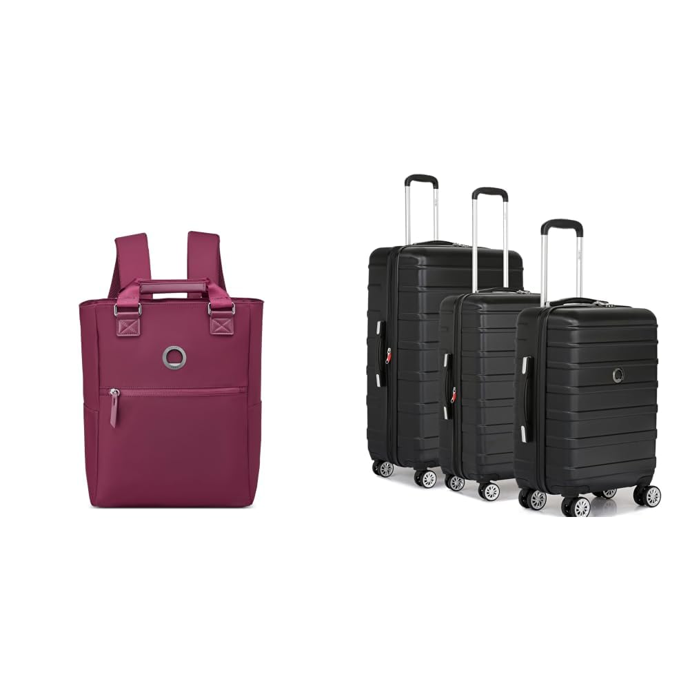 Burgundy VICTOIRE Polyester Backpack with Bottle Pocket/Anti-RFID Pocket/Padded + Margot Trolley Bags Set of 3 Cabin, Medium & Large Luggage Premium Hardside Polycarbonate-image-27