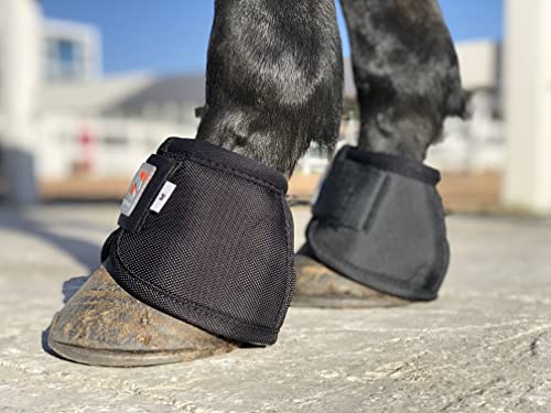 Ride Now Horse Bell Boots No-Turn Horse Bell Boots, Equine Ballistic Hoof Overreach Bell Boot, Pair (Large, Black) #TOP2