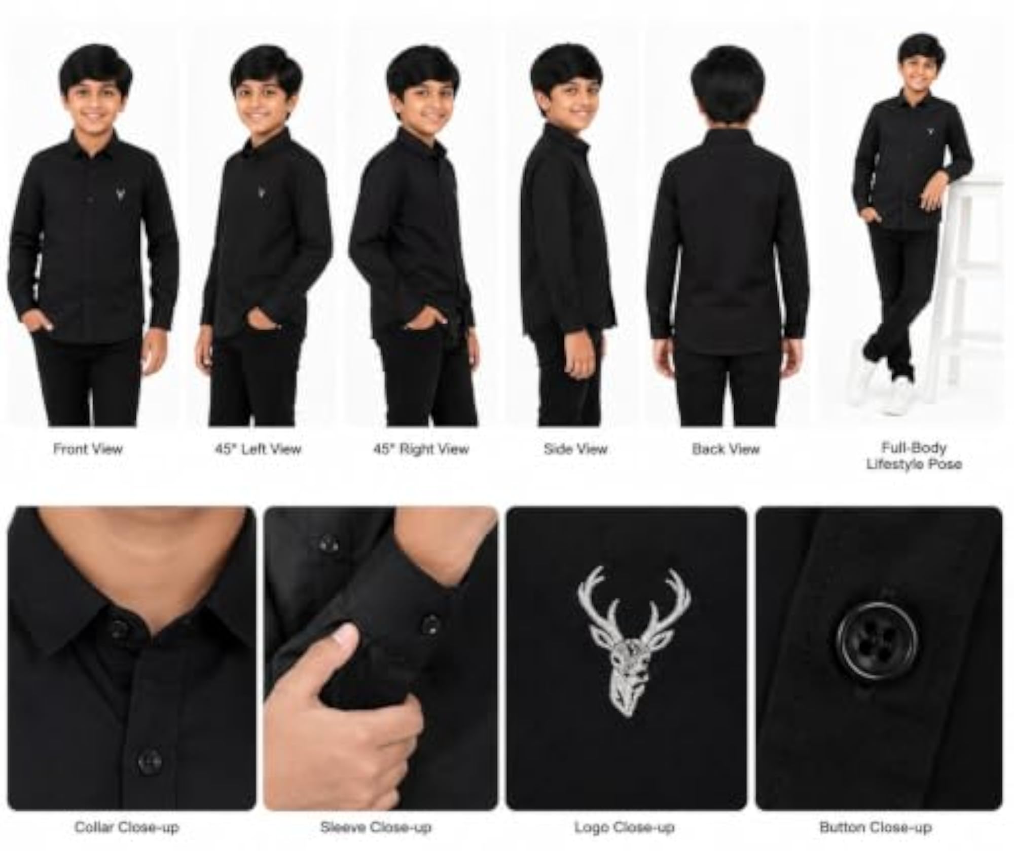 Pure Cotton Full Sleeve Solid Shirt for Kids, 6-7 Years