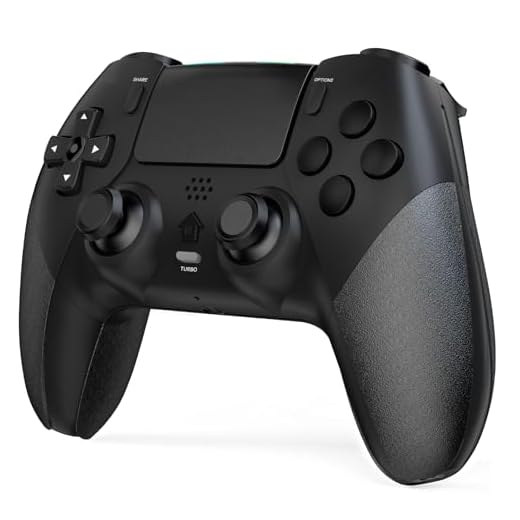 Shiptree Manette pour PS-4, Manette Sans Fil Controller Compatible avec P4/P4 Pro/Slim, Gamepad P4 avec Turbo/Gyroscope à 6 Axes/Boutons Programmables/Double Vibration/Pavé Tactile - Noir