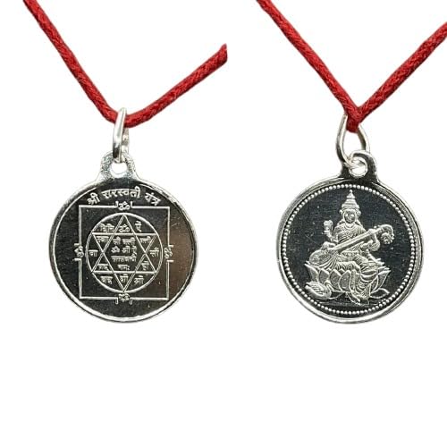 Saraswati Yantra colgante sagrado de plata para conectar con tu sabiduría