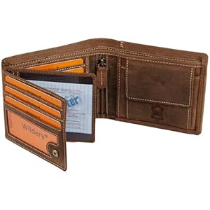 Wildery® Geldbörse Herren Leder I Portmonee DunkelbraunI RFID Geldbeutel Herren aus Vintage Leder I Echtleder Portemonnaie #Vintage WI107 (Braun)