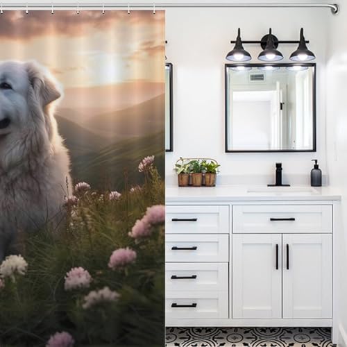 Rideau de douche chien séchage rapide en polyester imperméable pour salle de bain propre - 5