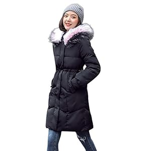 Doudoune pour femme, longue tunique boutonnée avec poche zippée et capuche amovible, #3 - Noir, XX-Large