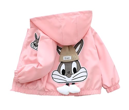 Vinmin Girls Hooded Jacket Rabbit Zip Coat Little Girls Boys Jacket Lightweight Adorable Outerwear For Spring & Autumn