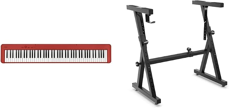 Casio 88-Key Digital Piano CDP-S160RD + Pyle Heavy Duty Folding Keyboard Stand