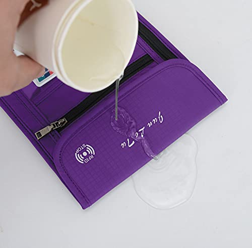 Wealth & Strength Passport Holder Neck Pouch With Rfid Blocking-Travel Neck Wallet To Keep Your Cash, Credit Cards And Documents Safe For Men & Women (Purple) #TOP5