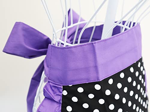 Lovely Waist Apron Retro Polka Dot Apron 50’S Vintage Cooking Kitchen Apron With Pockets For Women (Purple) One-Size #TOP4