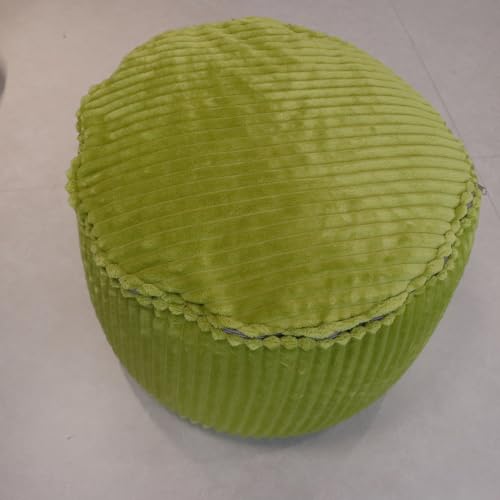 Unstuffed Round Pouf Ottoman Cover No Filler Stripe Faux Fur Poufs Foot Stool Storage Ottoman Chair Storage for Living Room Bedroom Home Décor (Green, 26 inch) - Image 5