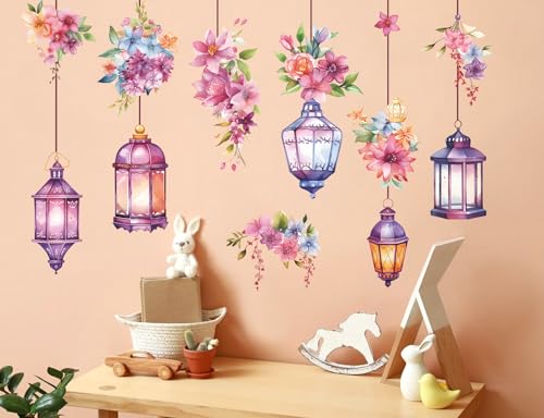 Vinilos decorativos de pared con flores colgantes para sala y dormitorio miniatura 6