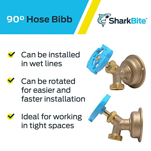 SharkBite 1/2 x 3/4 Inch MHT 90 Degree Hose Bibb, Multi Turn, Push To Connect Brass Plumbing Fitting, PEX Pipe, Copper, CPVC, PE-RT, HDPE, 24626LF by SharkBite - Image 4